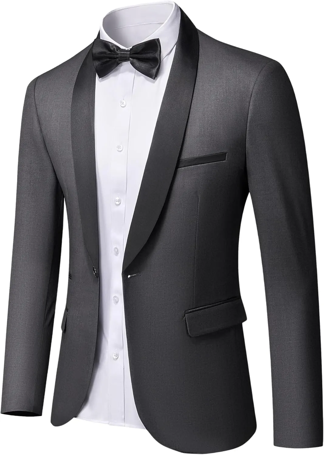 YND Men's One Button Casual Slim Fit Blazer, Shawl Lapel Lightweight Jacket Dinner Prom Party Tuxedo