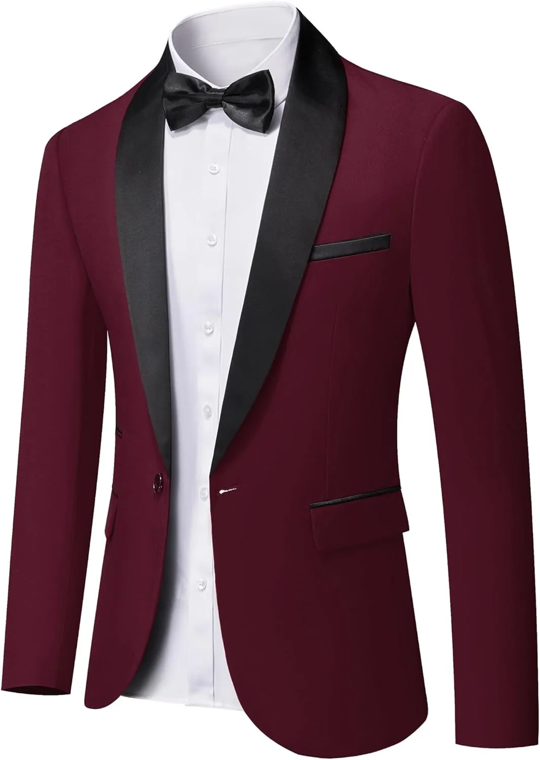 YND Men's One Button Casual Slim Fit Blazer, Shawl Lapel Lightweight Jacket Dinner Prom Party Tuxedo