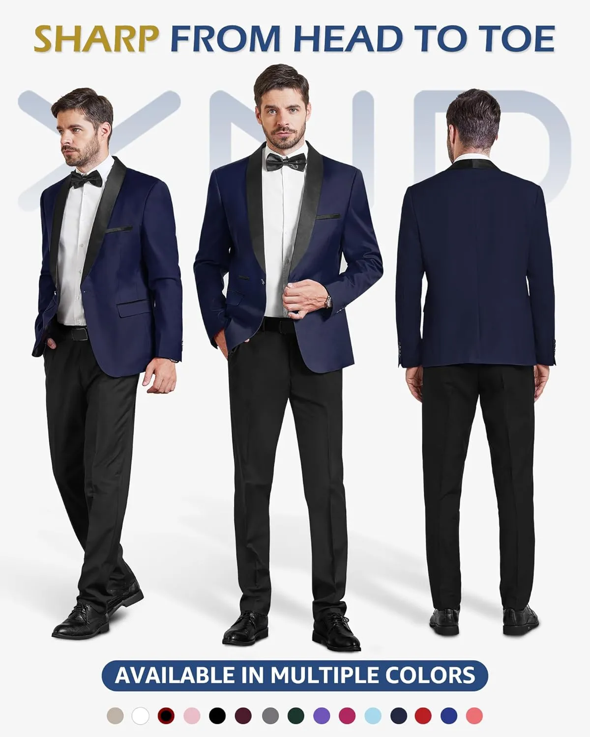 YND Men's One Button Casual Slim Fit Blazer, Shawl Lapel Lightweight Jacket Dinner Prom Party Tuxedo