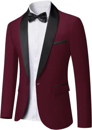 YND Men's One Button Casual Slim Fit Blazer, Shawl Lapel Lightweight Jacket Dinner Prom Party Tuxedo