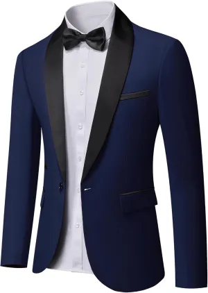 YND Men's One Button Casual Slim Fit Blazer, Shawl Lapel Lightweight Jacket Dinner Prom Party Tuxedo