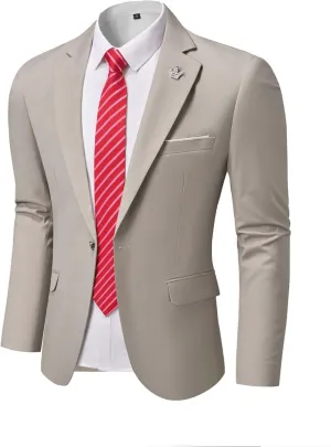YND Men's One Button Slim Fit Blazer, Casual Lightweight Suit Daily Jacket Coat