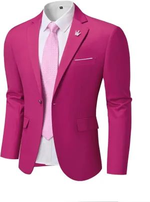 YND Men's One Button Slim Fit Blazer, Casual Lightweight Suit Daily Jacket Coat