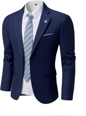 YND Men's One Button Slim Fit Blazer, Casual Lightweight Suit Daily Jacket Coat