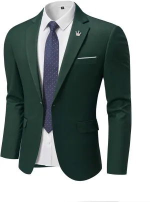 YND Men's One Button Slim Fit Blazer, Casual Lightweight Suit Daily Jacket Coat