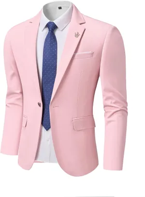 YND Men's One Button Slim Fit Blazer, Casual Lightweight Suit Daily Jacket Coat