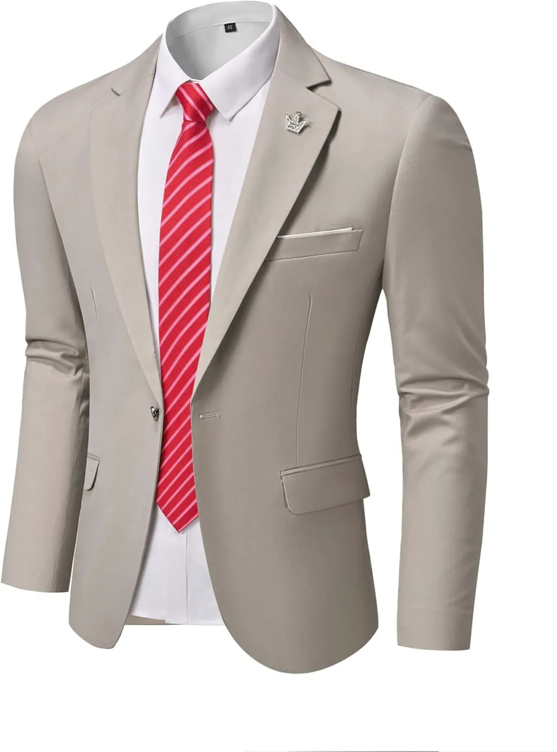 YND Men's One Button Slim Fit Blazer, Casual Lightweight Suit Daily Jacket Coat