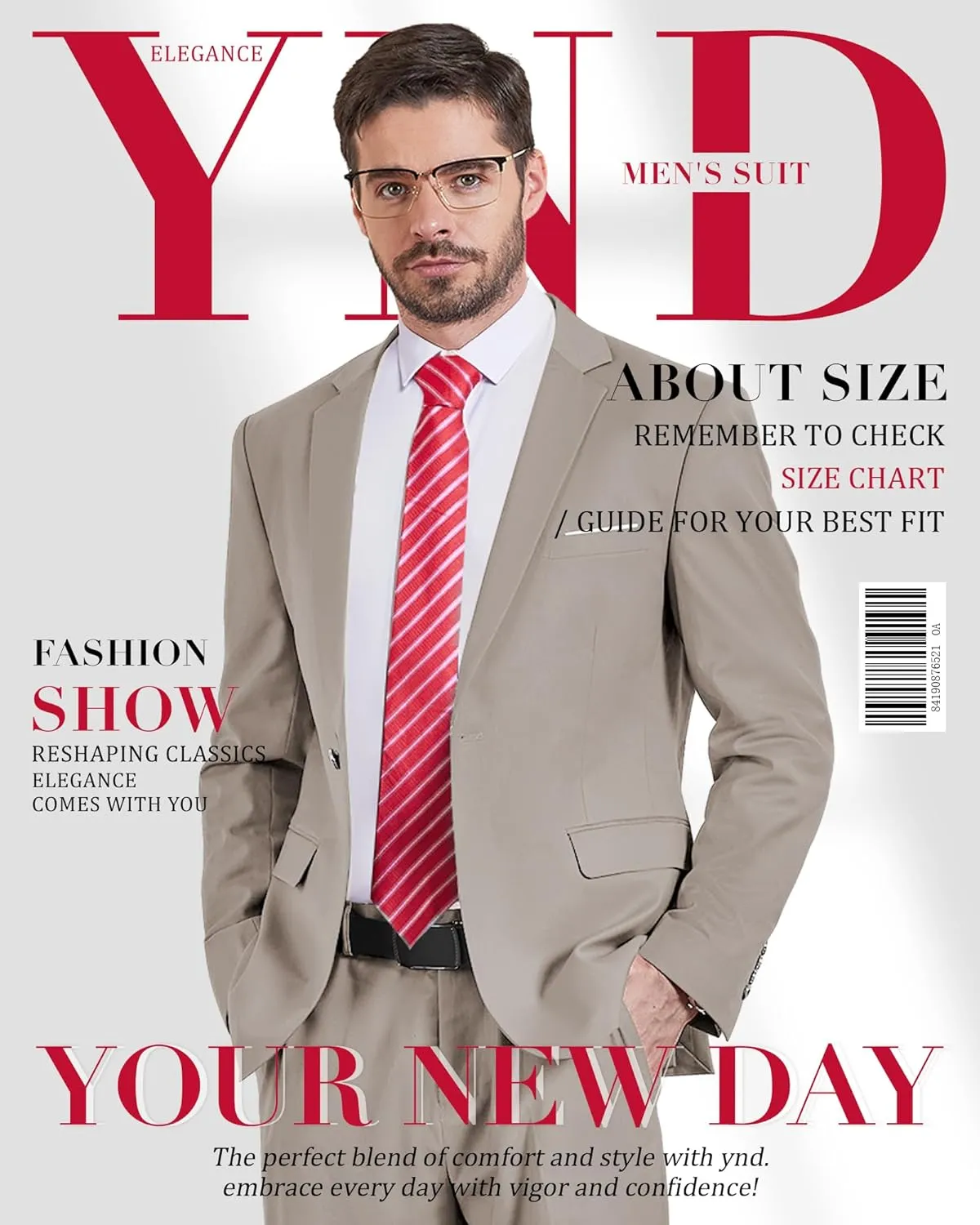 YND Men's One Button Slim Fit Blazer, Casual Lightweight Suit Daily Jacket Coat
