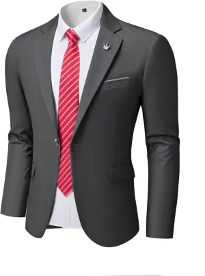 YND Men's One Button Slim Fit Blazer, Casual Lightweight Suit Daily Jacket Coat