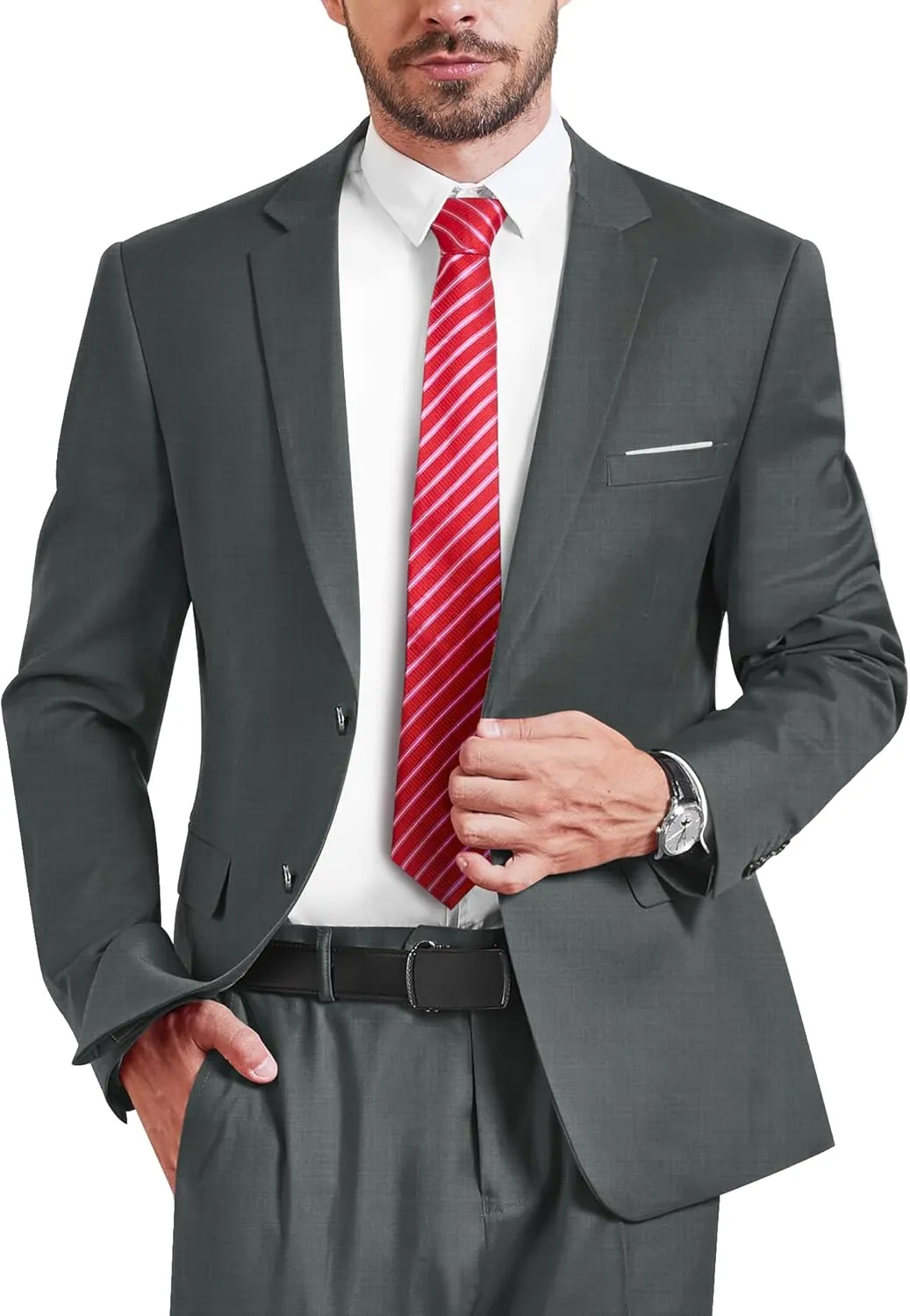 YND Men's Two Button Slim Fit Suit Blazer, Casual Lightweight Jacket Sport Coat