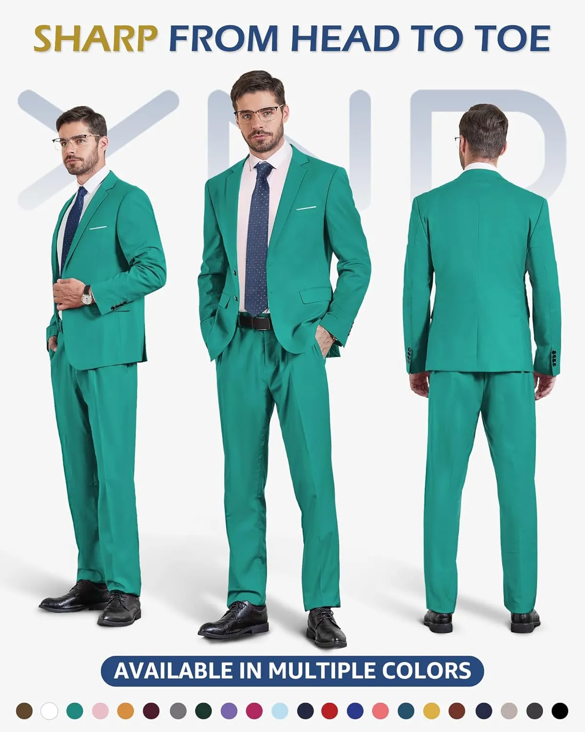 YND Men's Two Button Slim Fit Suit Blazer, Casual Lightweight Jacket Sport Coat