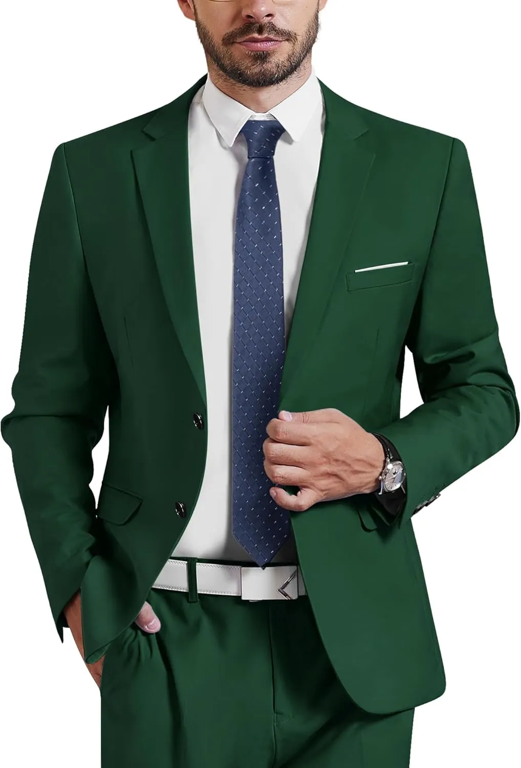 YND Men's Two Button Slim Fit Suit Blazer, Casual Lightweight Jacket Sport Coat