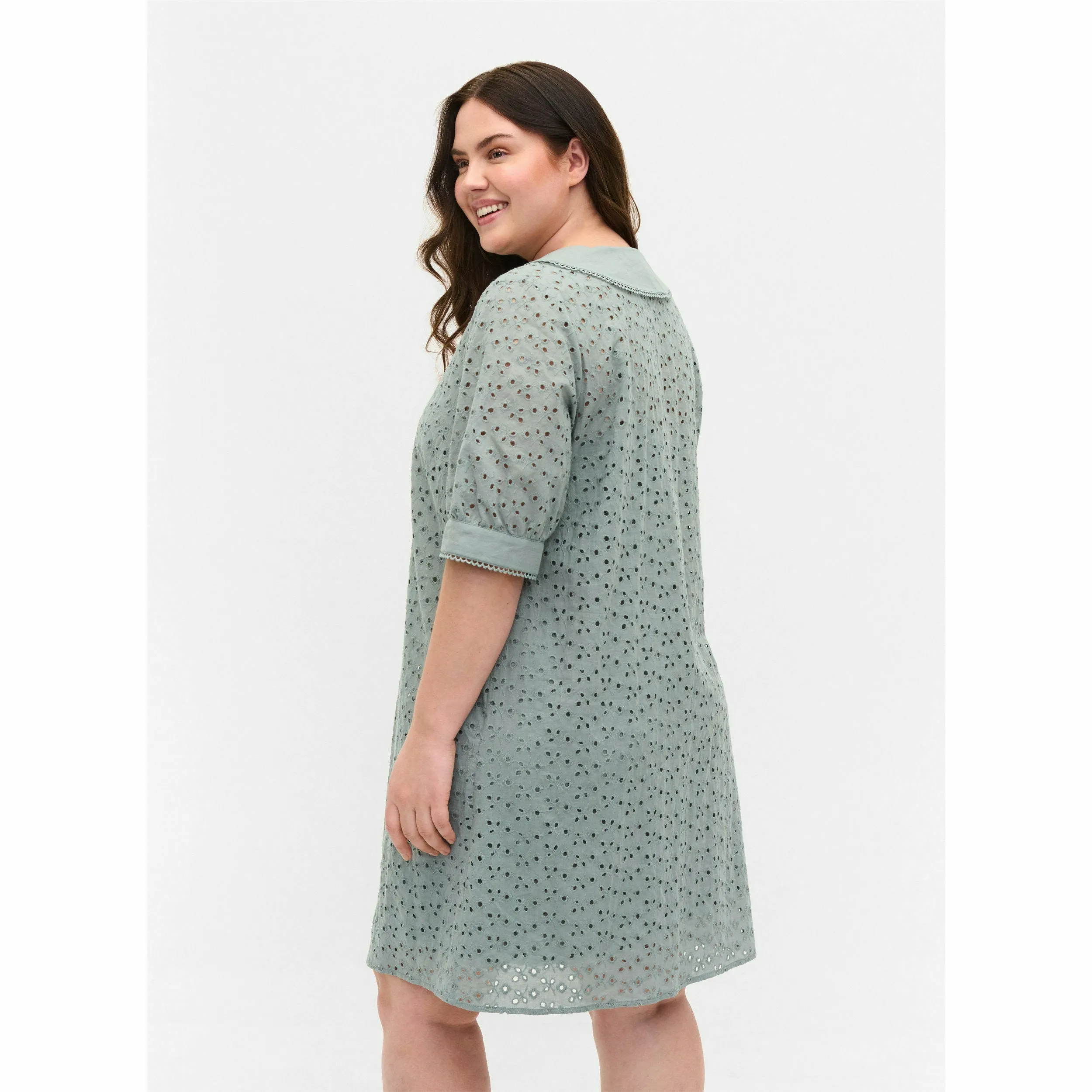Zizzi Meddy Dress in Silver Blue
